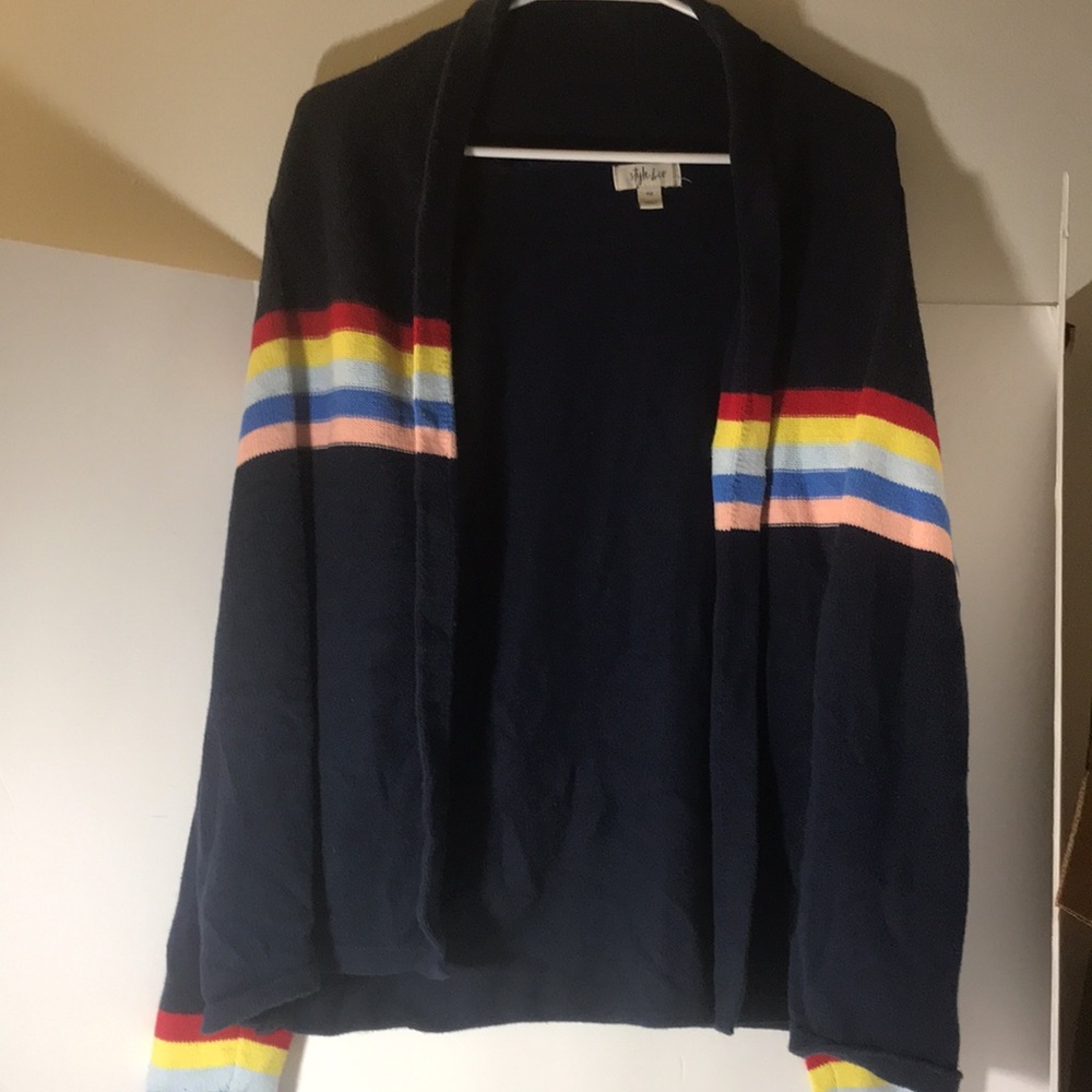 Style & Co cardigan size mp long sleeves red yellow blue pink navy